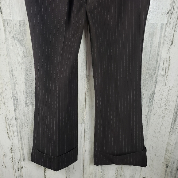 I.L.U brown and white striped flare dress pants juniors size 7 - Picture 6 of 12